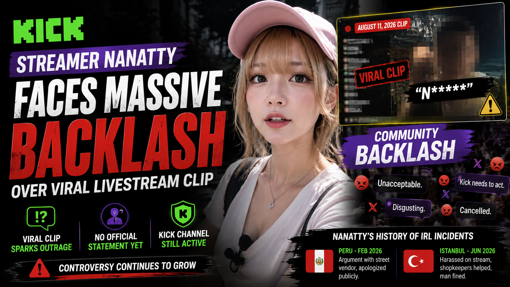 Kick Streamer Nanatty Faces Massive Backlash Over Viral Livestream Clip