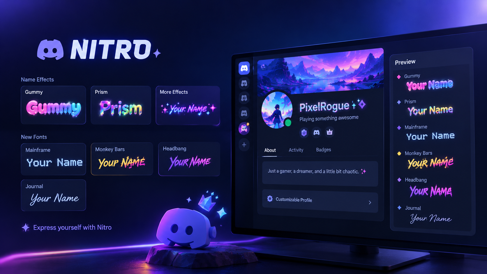Discord Nitro's Name Effect Drop: Gummy, Prism, and the New Fonts Explained
